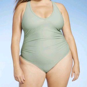 NEW! PLUS SIZE Kona Sol Light Green One-Piece Swimsuit